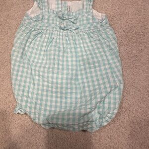 Janie and Jack Turquoise Checkered Baby Romper